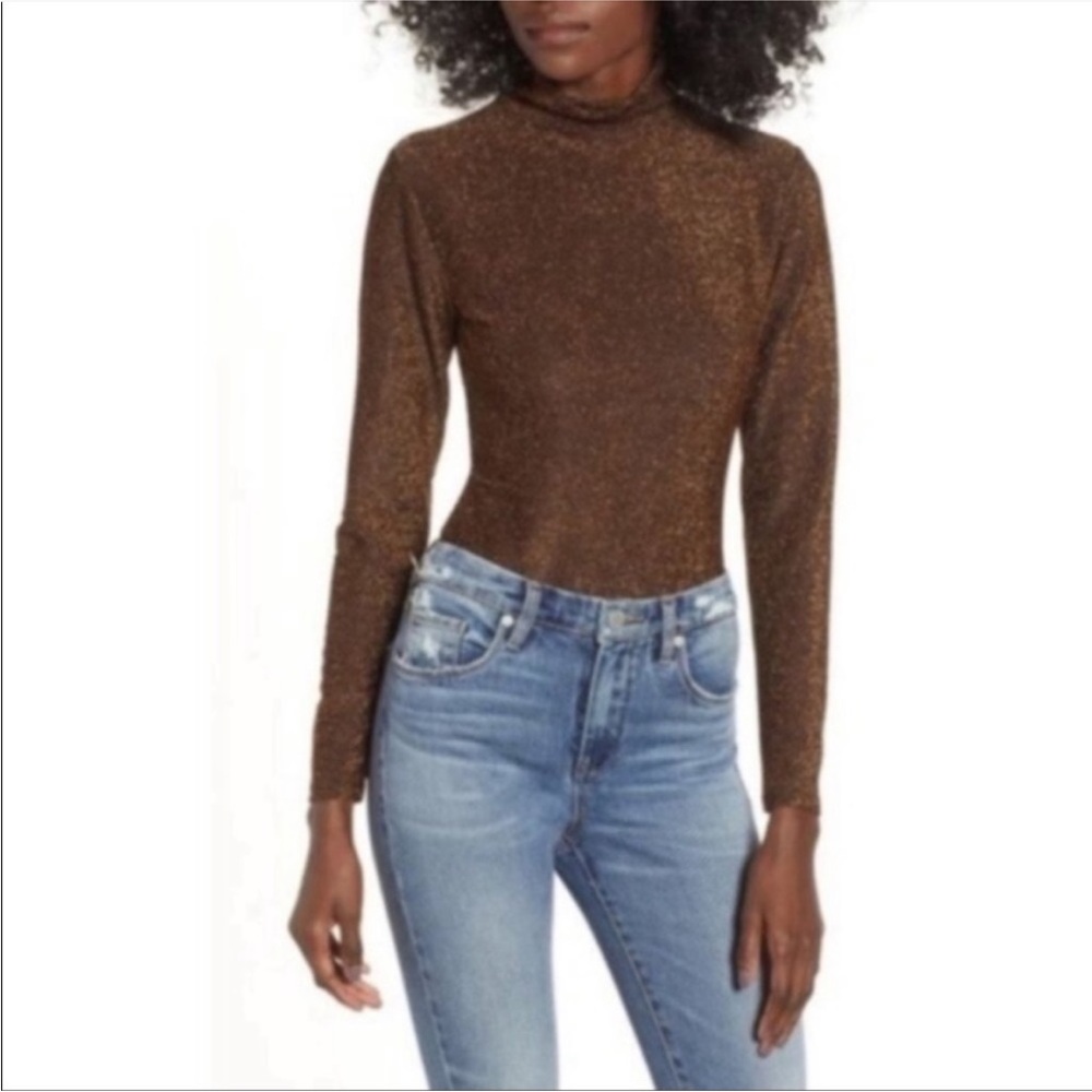 NWT BLANKNYC Star Woman Shimmer Mock Neck Bodysuit XXL